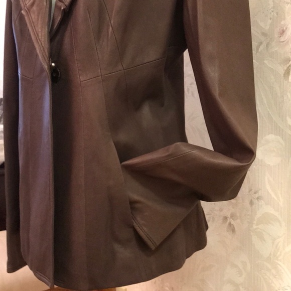 NWOT Elie Tahari brown leather jacket size L - Picture 3 of 13